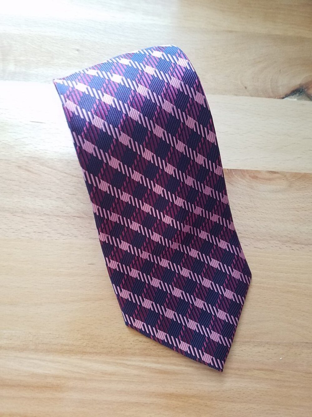 Tasso Elba Men's Neck Tie Purple Blue Pink Geometric Pattern